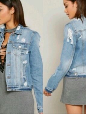 Ci Sono Denim Jacket Factory Distressed Jean Jacket